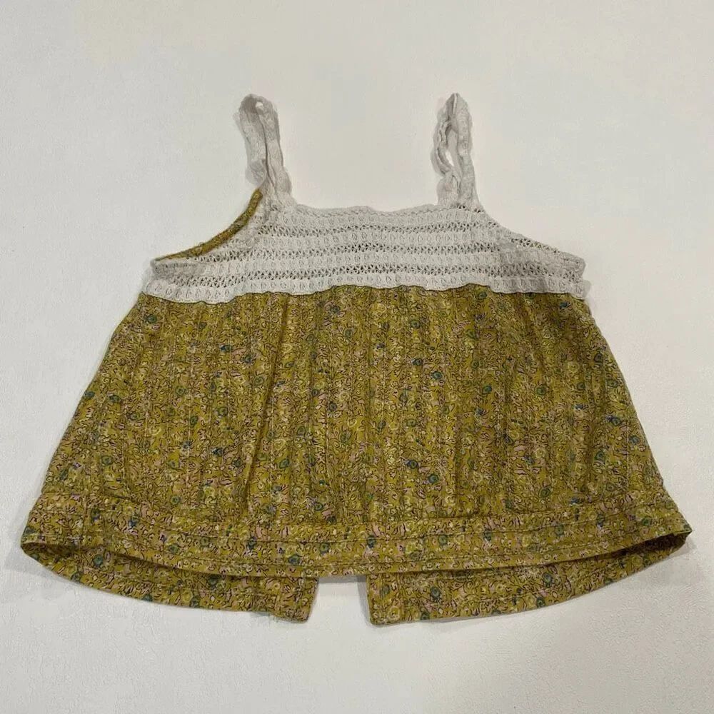 Universal Thread Yellow Floral Crochet Lace Tank Top Size M Medium Boho